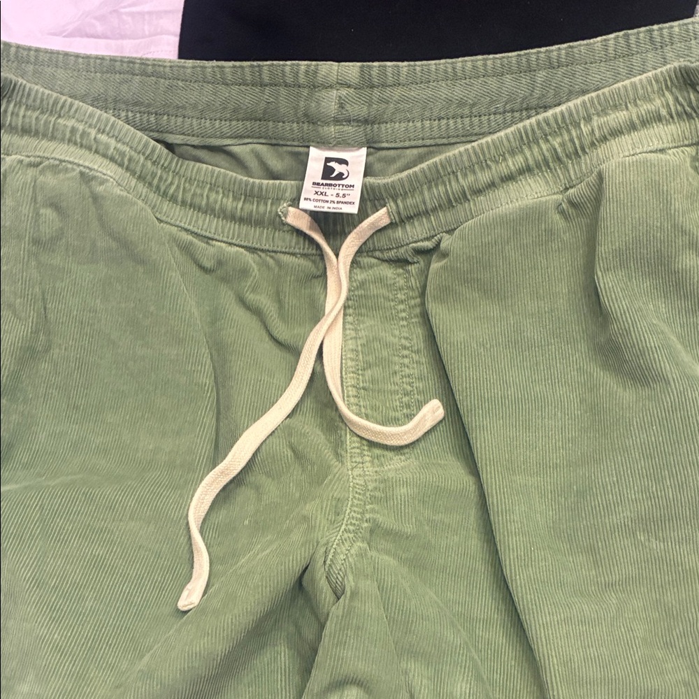 BearBottom Men's Green Corduroy Athletic Shorts